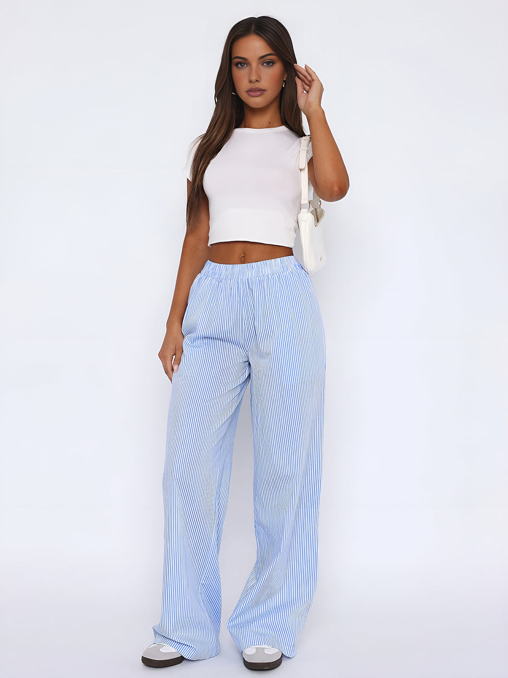 Promenade Striped Wide-Leg Long Pants