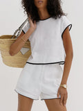 Purity Cotton Contrast Shorts Set