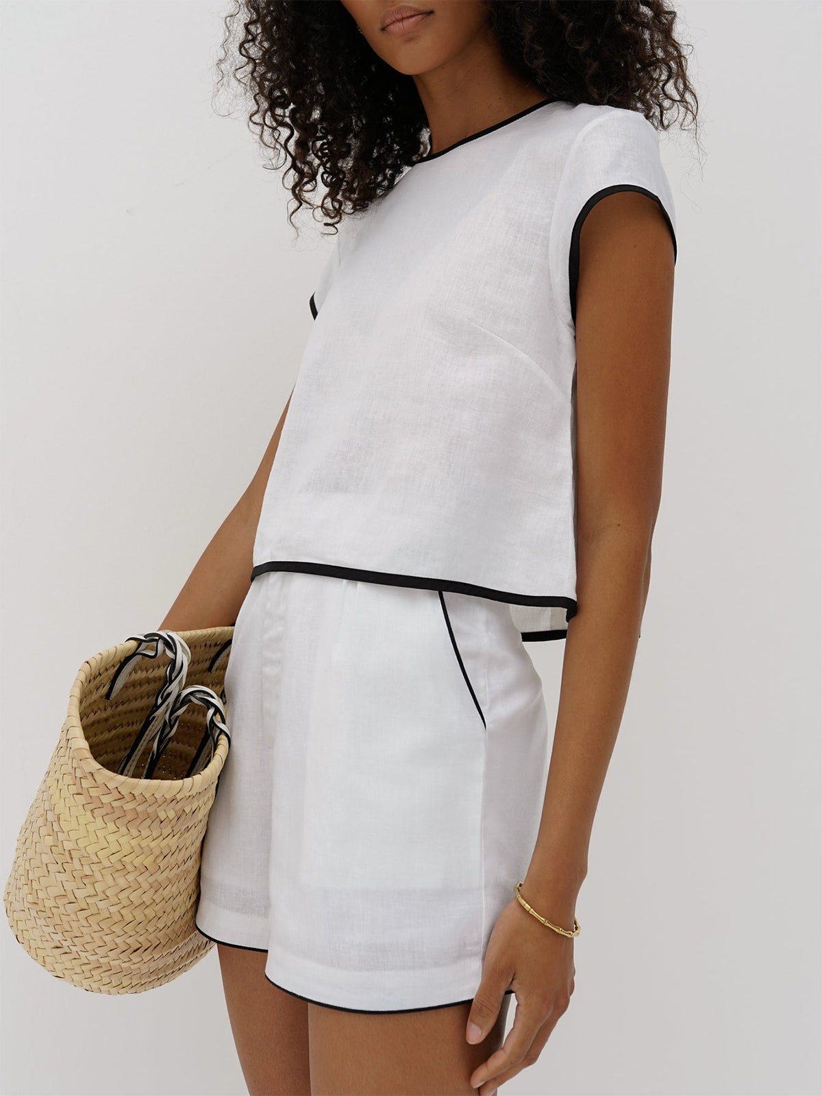 Purity Cotton Contrast Shorts Set