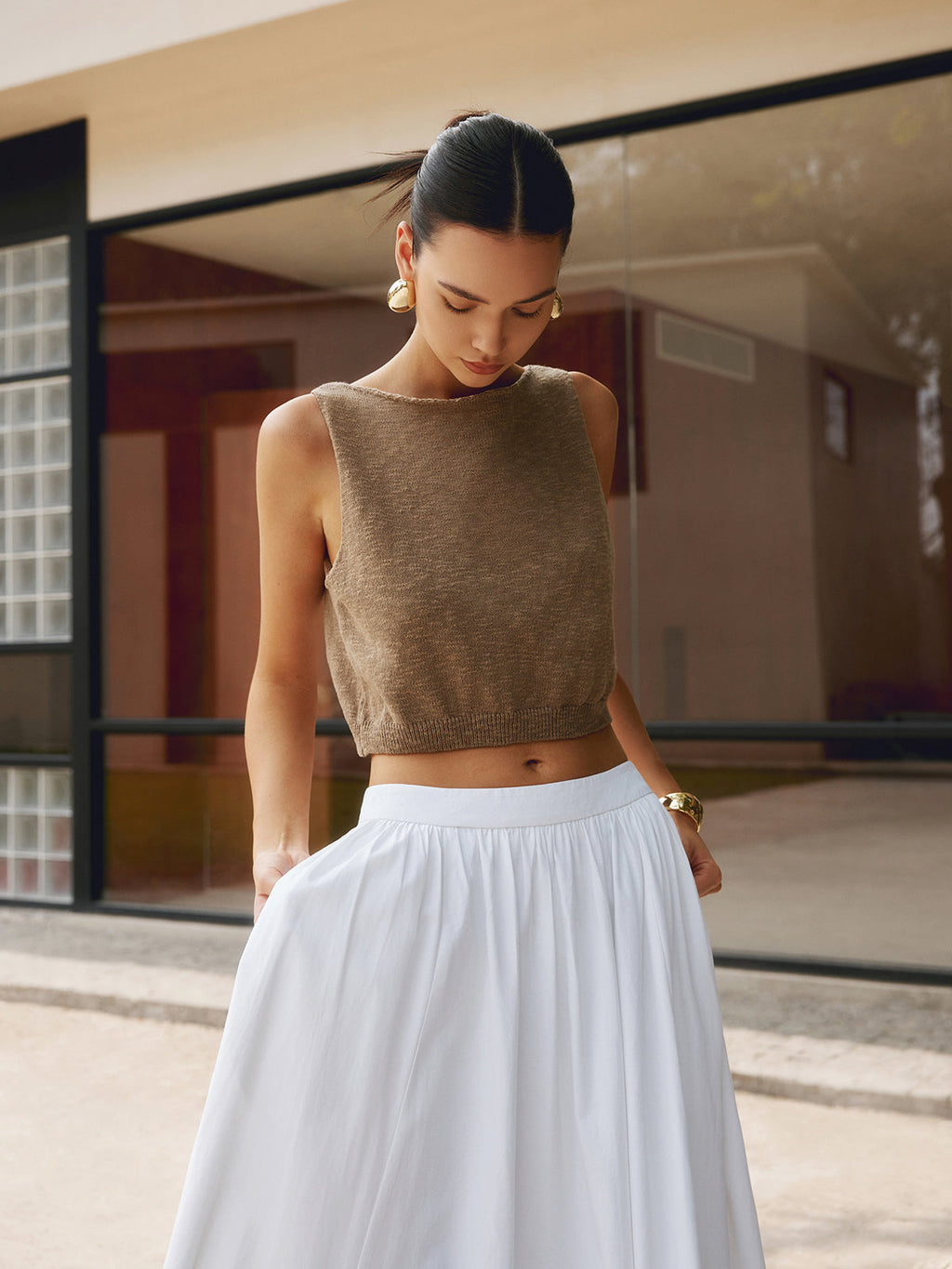Cotton Blend Comfortable Crop Tank Top