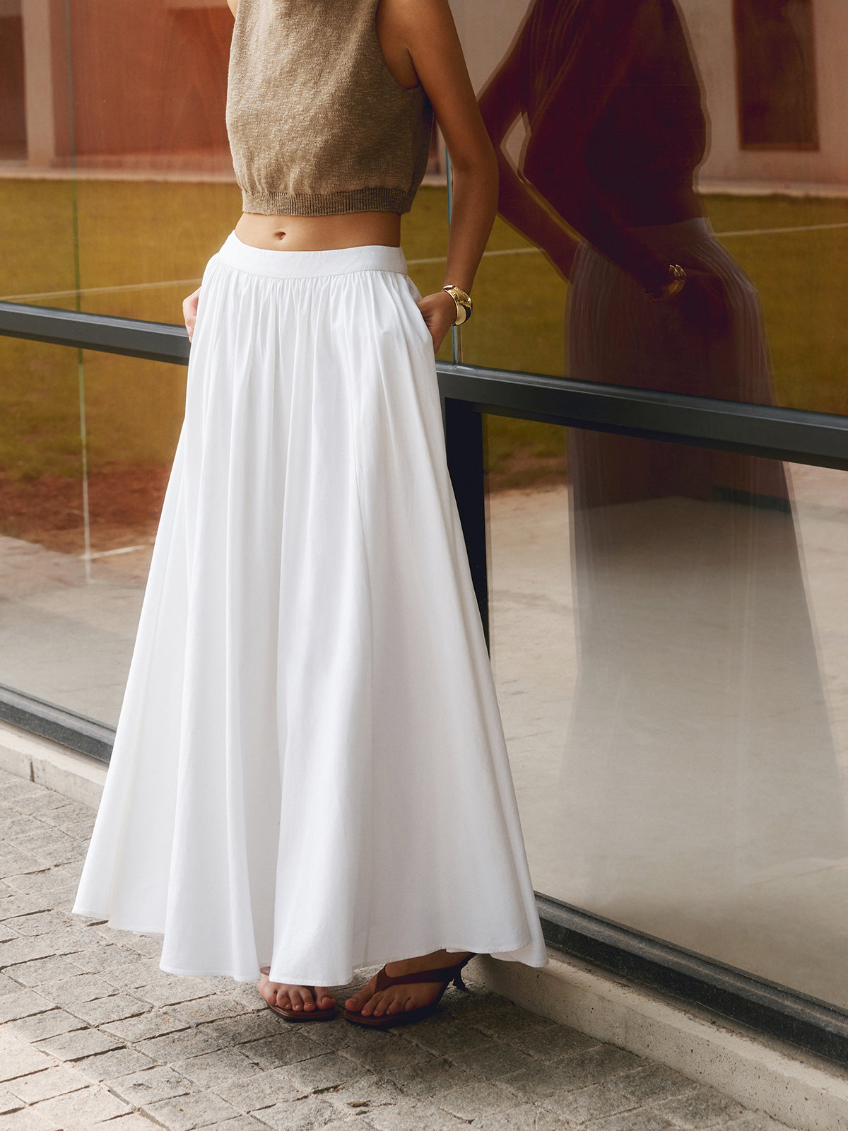 Sunday Cotton Pleated Maxi Skirt