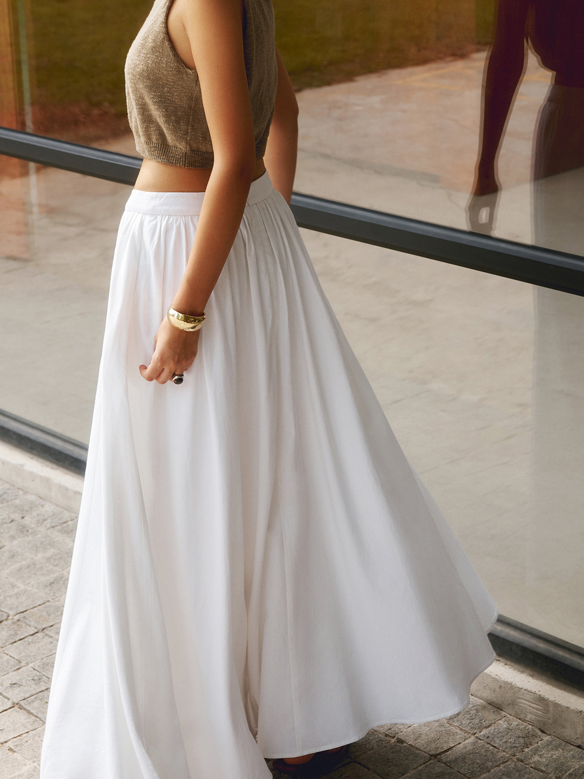 Sunday Cotton Pleated Maxi Skirt