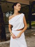 Breezy One-Shoulder Cotton & Linen T-Shirt