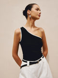 Sublime Story Contrast One-Shoulder Tank Top