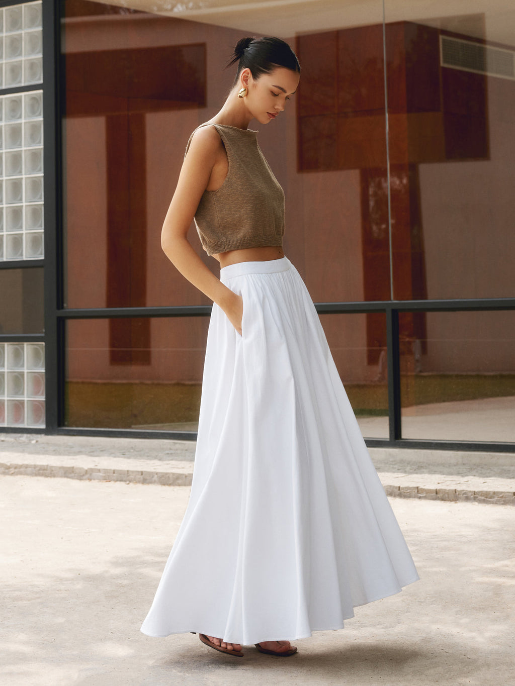 Sunday Cotton Pleated Maxi Skirt
