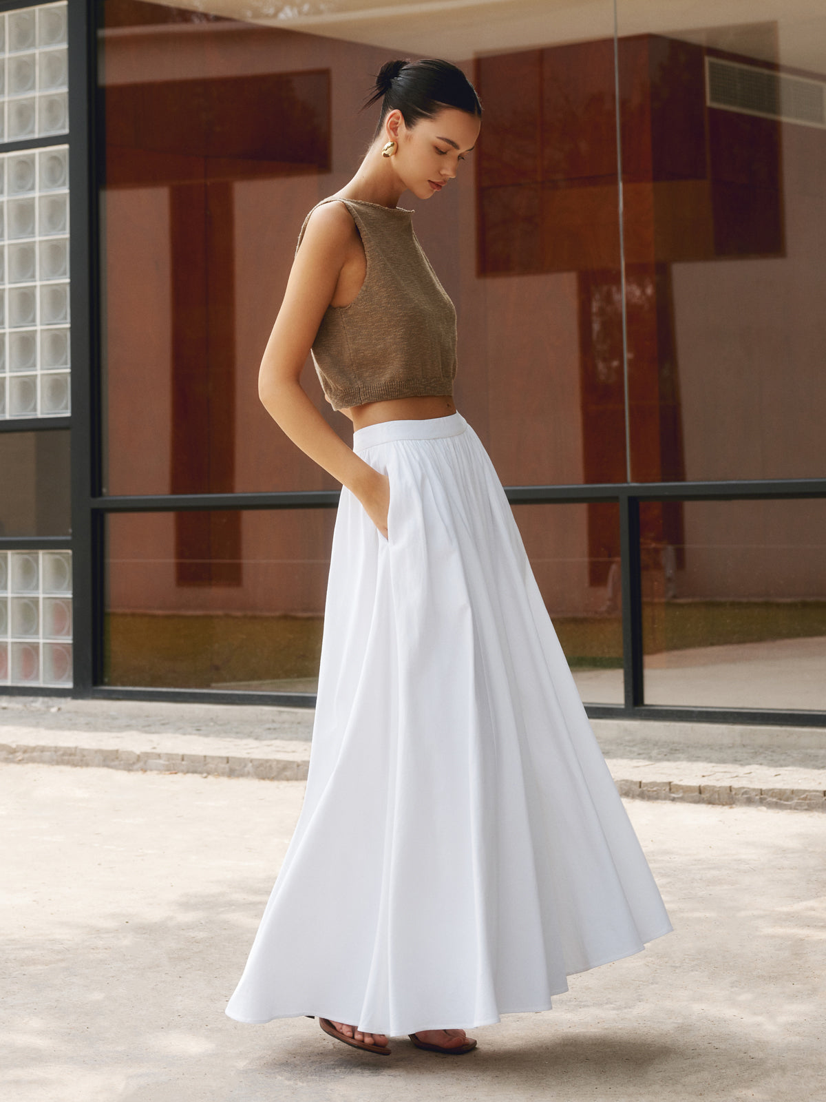 Sunday Cotton Pleated Maxi Skirt