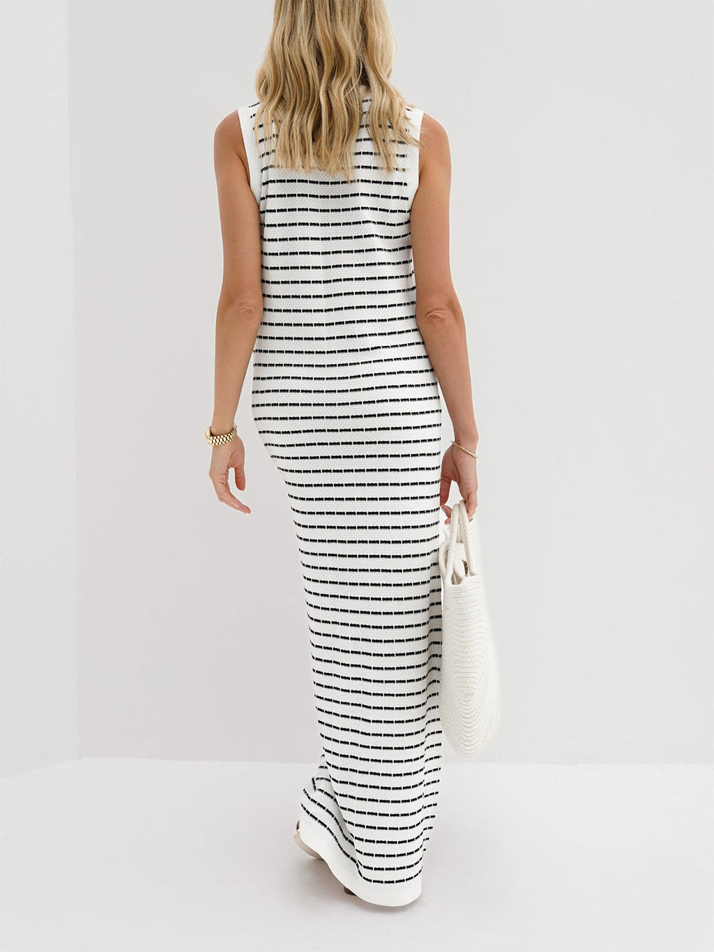 Golden Days Striped Long Sweater Dress