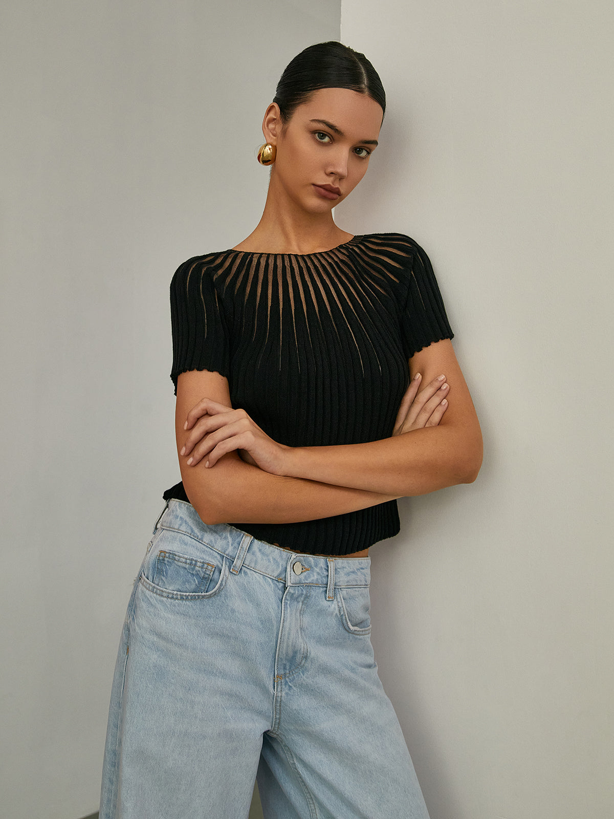 Chic Knit Short Sleeve Top