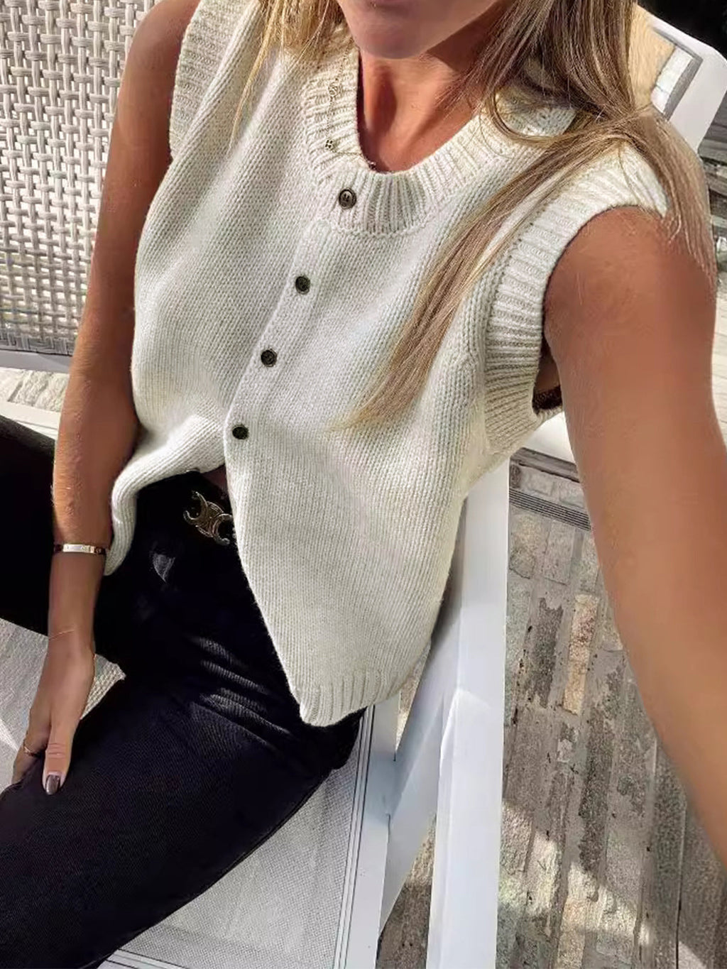 Weekend Ready Button-Up Sweater Vest