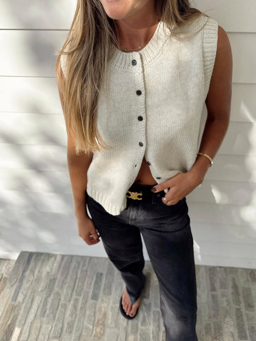 Weekend Ready Button-Up Sweater Vest