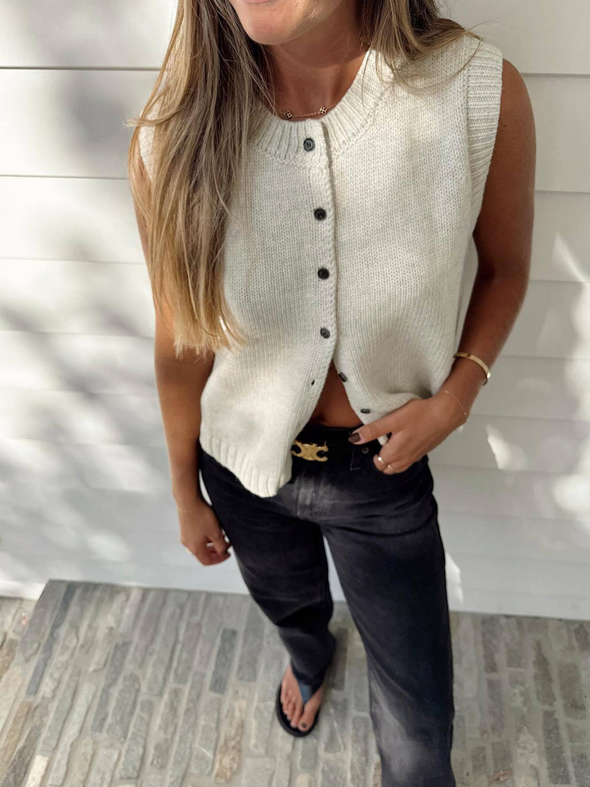 Weekend Ready Button-Up Sweater Vest