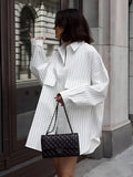 Weekend Oversized Striped Large-Pocket Shirt