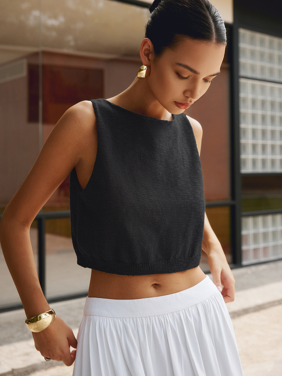 Cotton Blend Comfortable Crop Tank Top