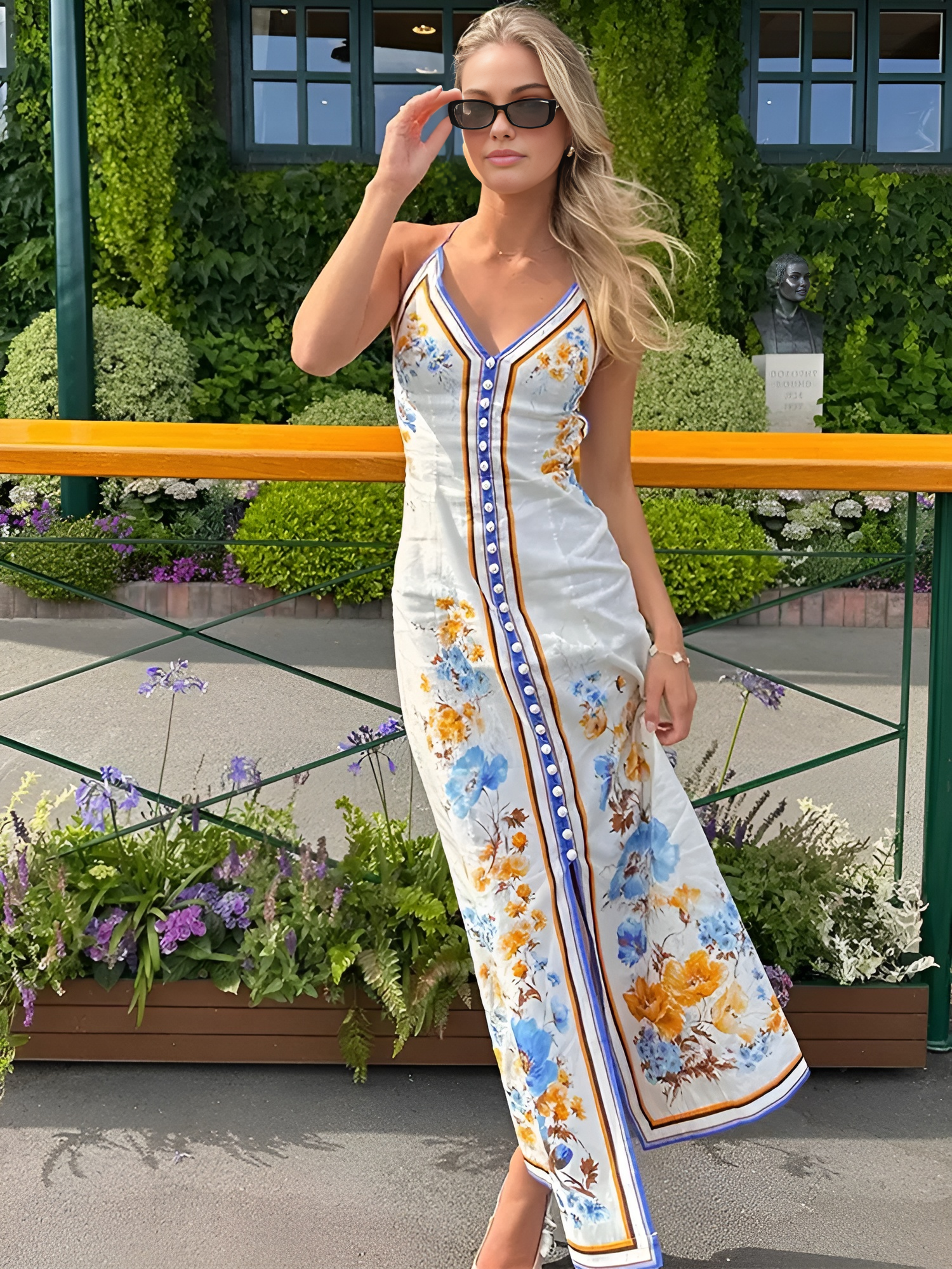 Bloom & Flow Floral Printed Halter Long Dress