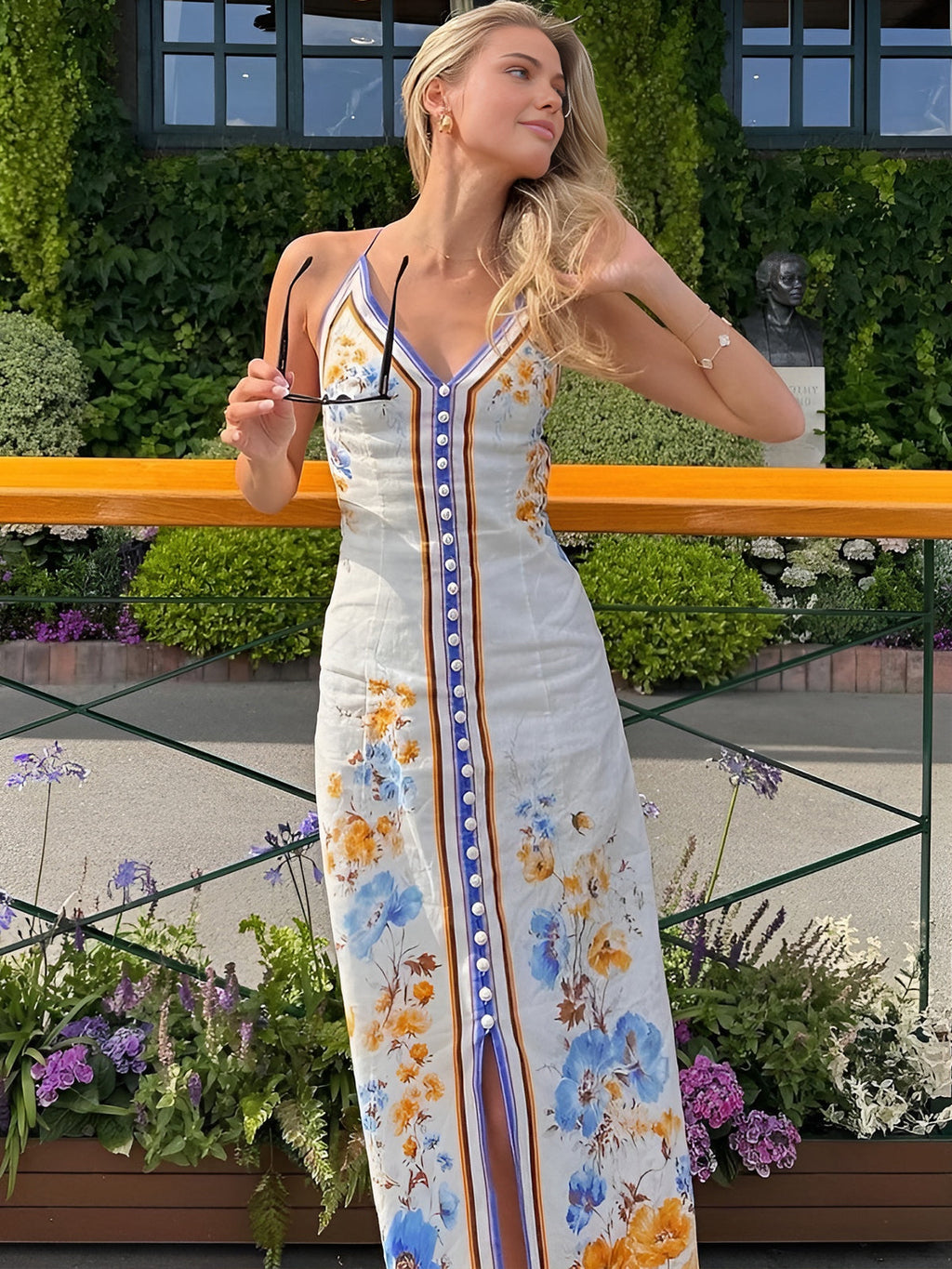 Bloom & Flow Floral Printed Halter Long Dress