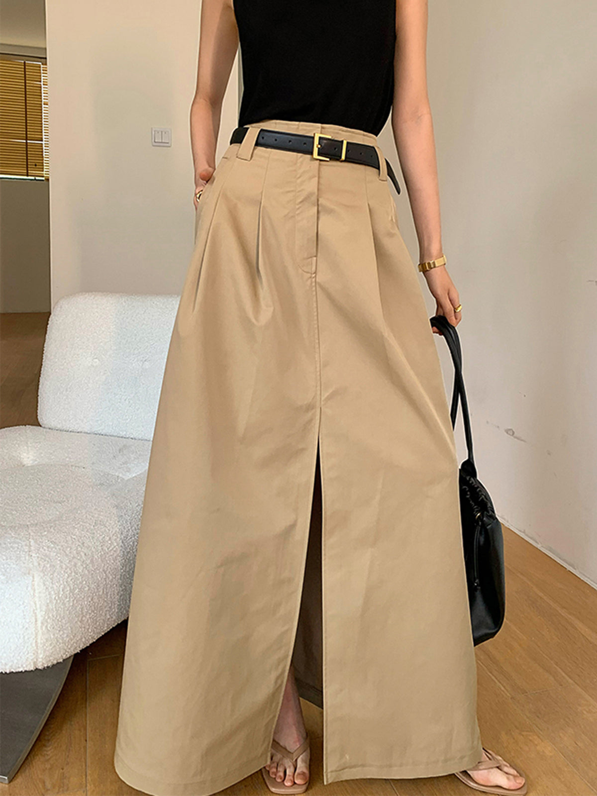 Open Road Oversized Cozy Split Maxi Skirt