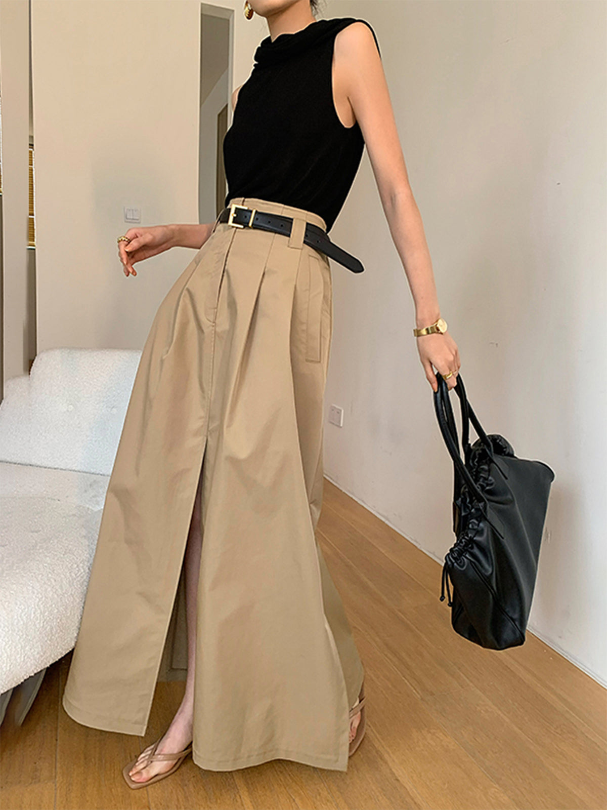 Open Road Oversized Cozy Split Maxi Skirt