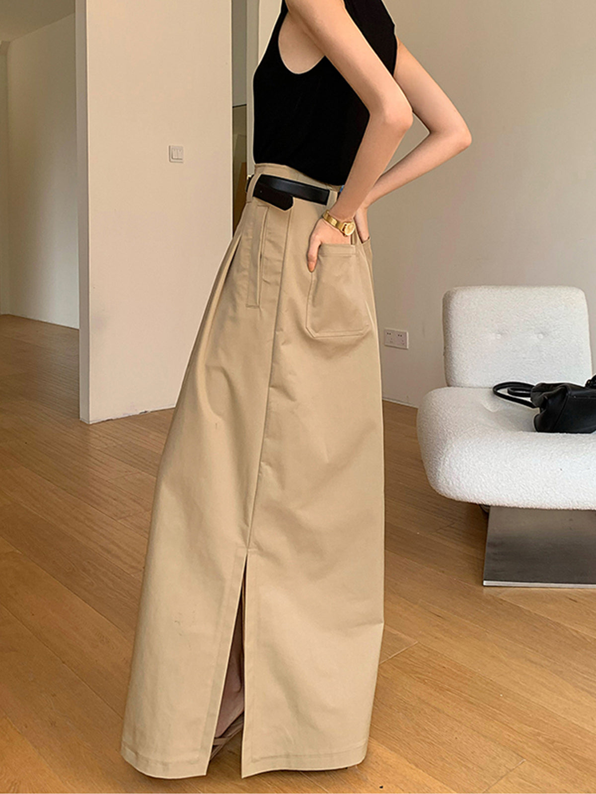 Open Road Oversized Cozy Split Maxi Skirt