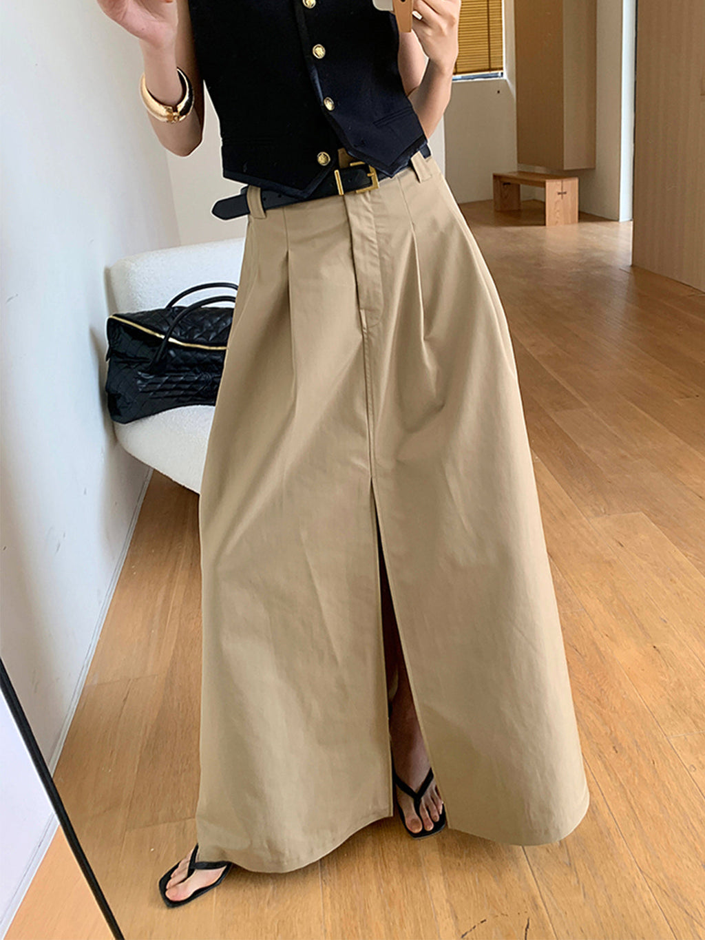Open Road Oversized Cozy Split Maxi Skirt