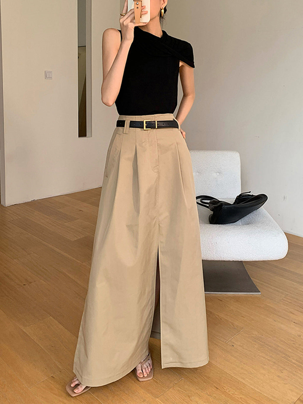 Open Road Oversized Cozy Split Maxi Skirt