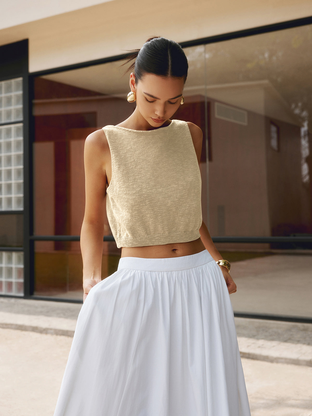 Cotton Blend Comfortable Crop Tank Top