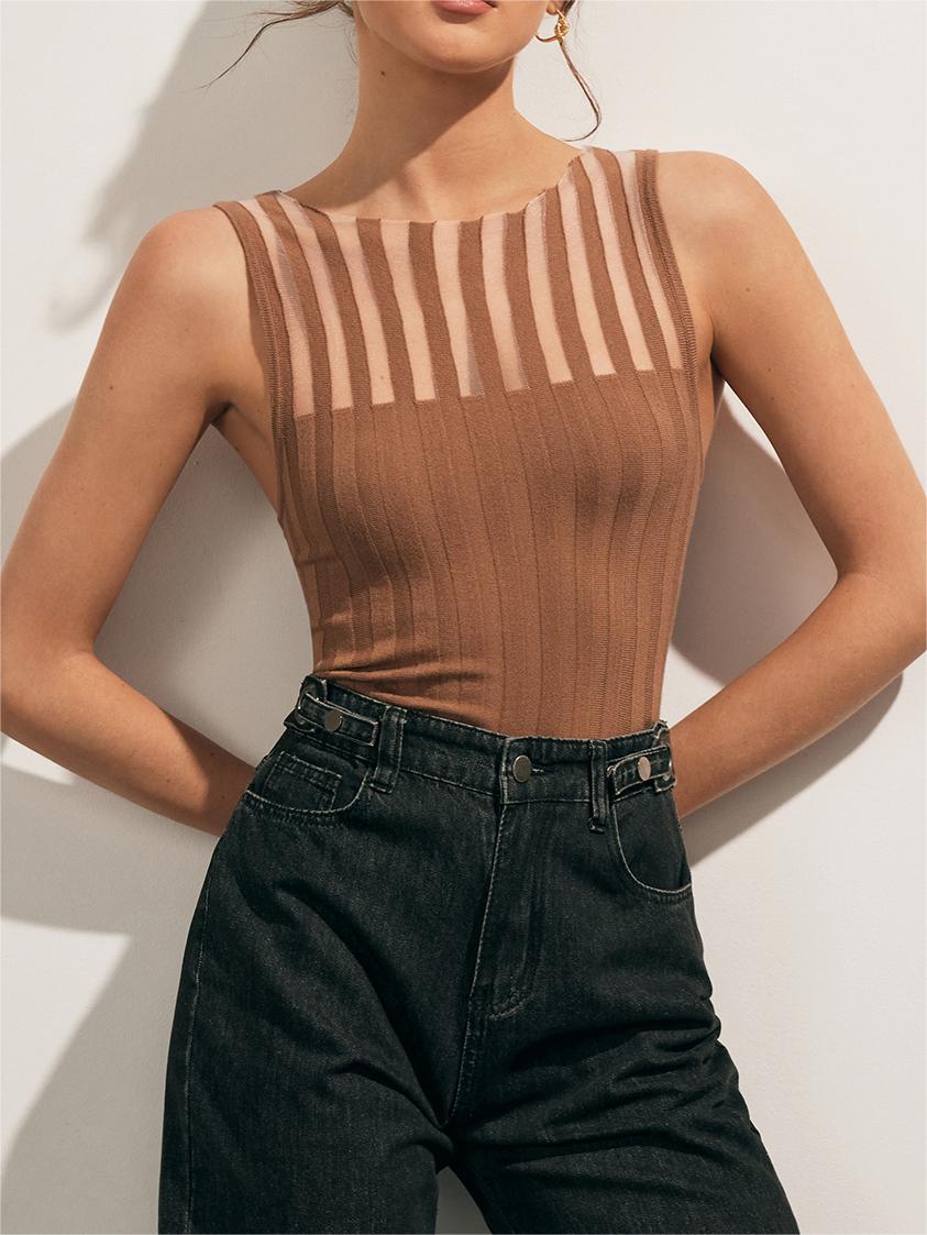 Whisper Thin Sheer Ribbed Tank Top