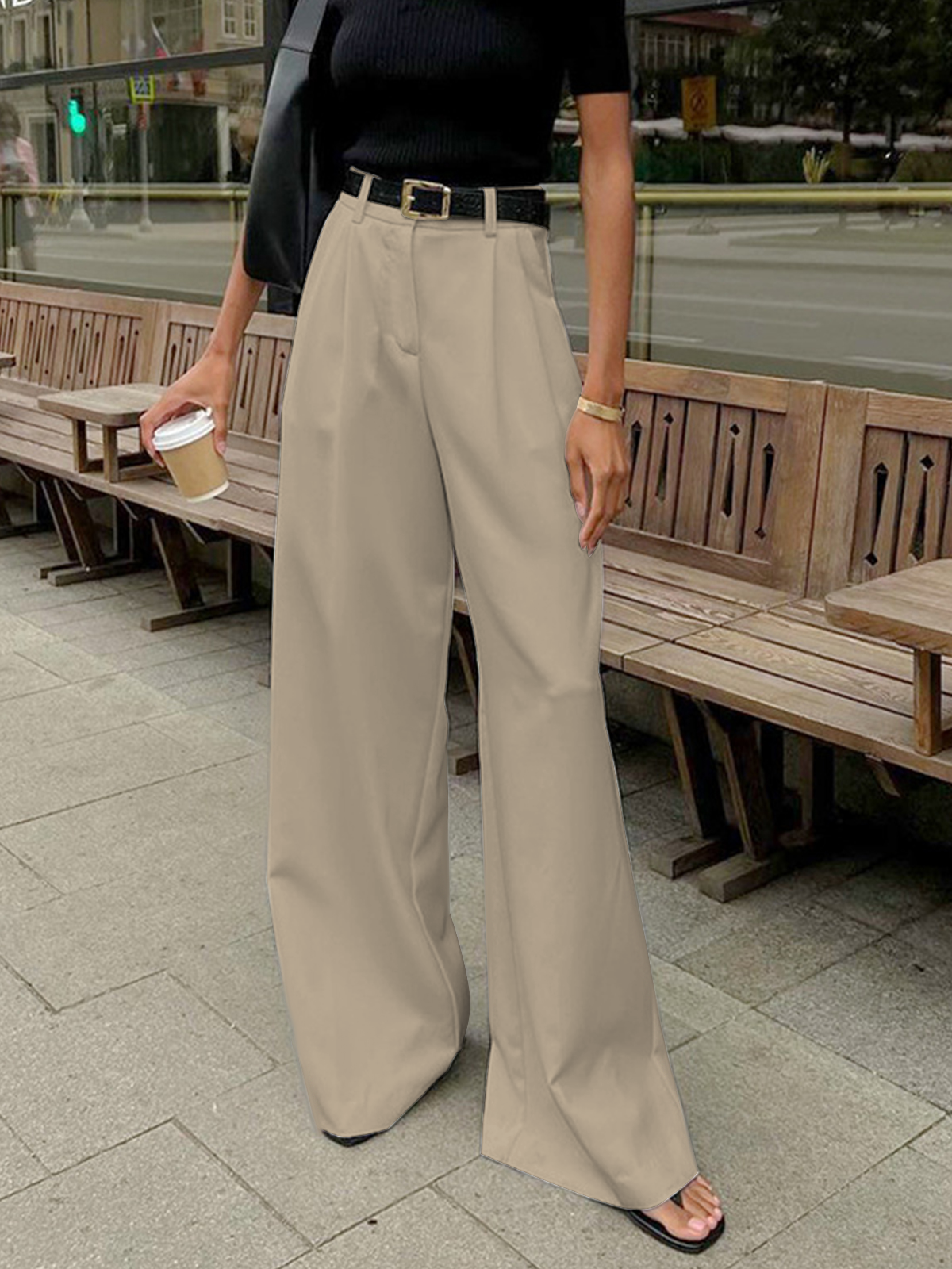 Classic Chic Solid Wide-Leg Pants
