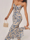 Floral Print Trendy Long Dress