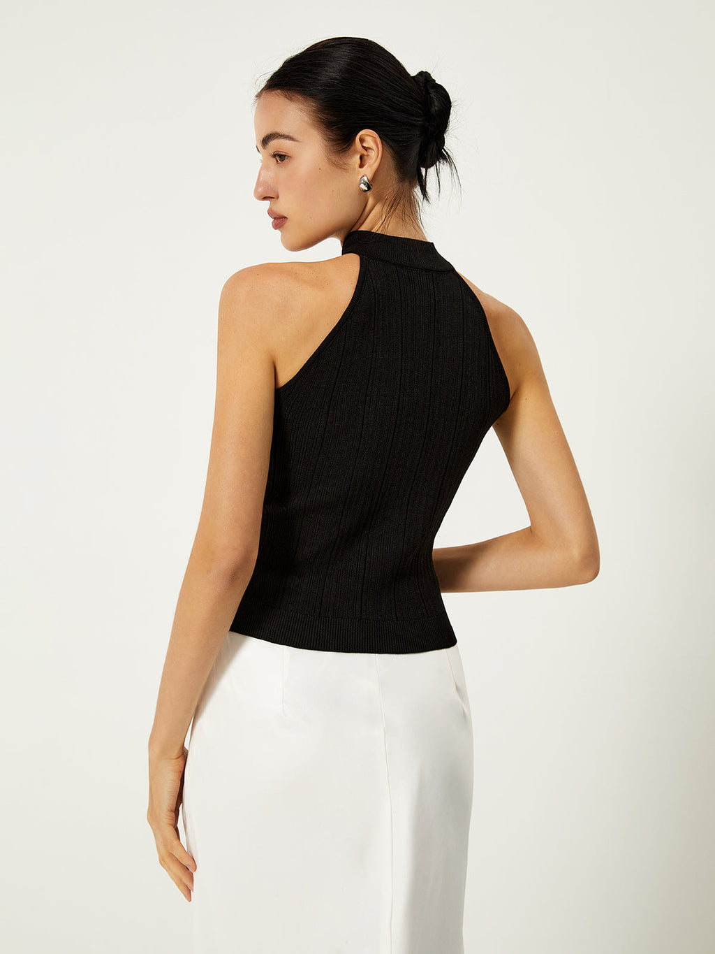 Draped Side Button Sweater Vest