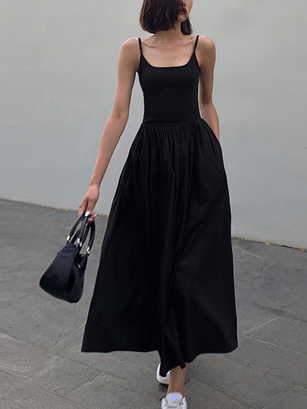 Charm Patchwork Cotton Cami Midi Dress
