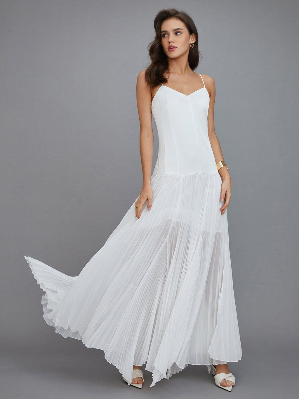 Carla's Choice Pleated High-Low Maxi Dress