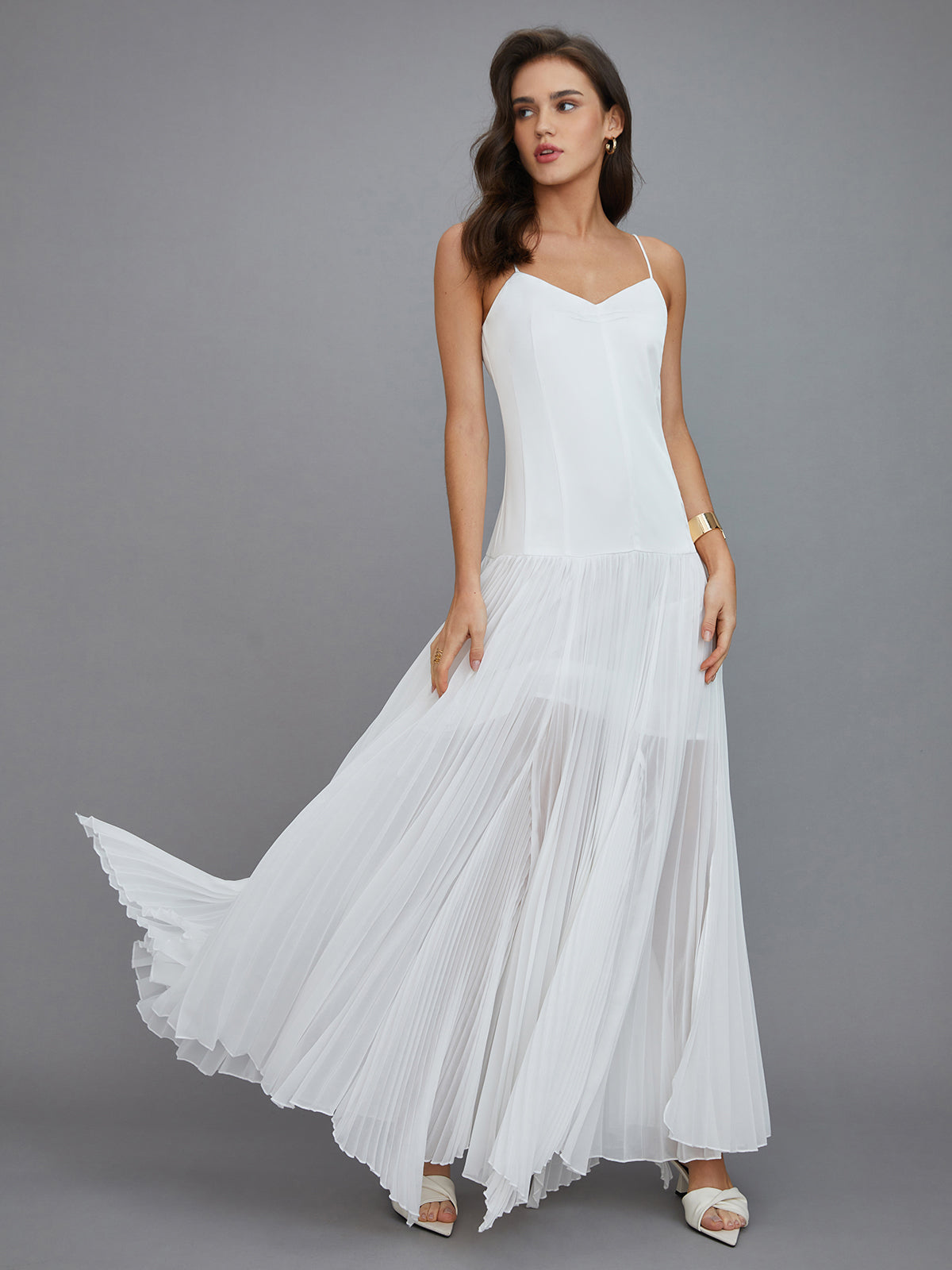 Carla's Choice Pleated High-Low Maxi Dress