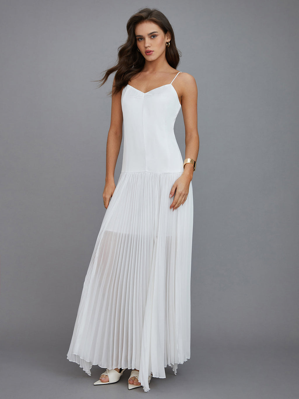 Carla's Choice Pleated High-Low Maxi Dress