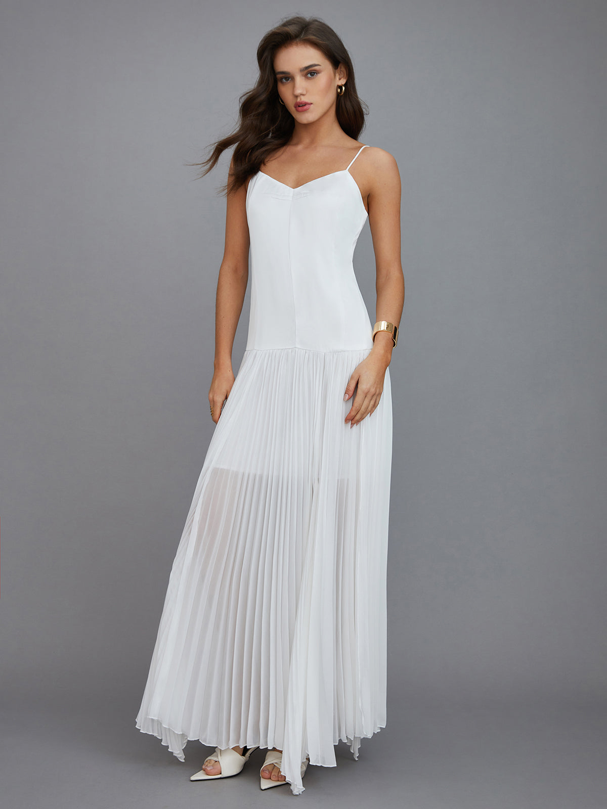 Carla's Choice Pleated High-Low Maxi Dress