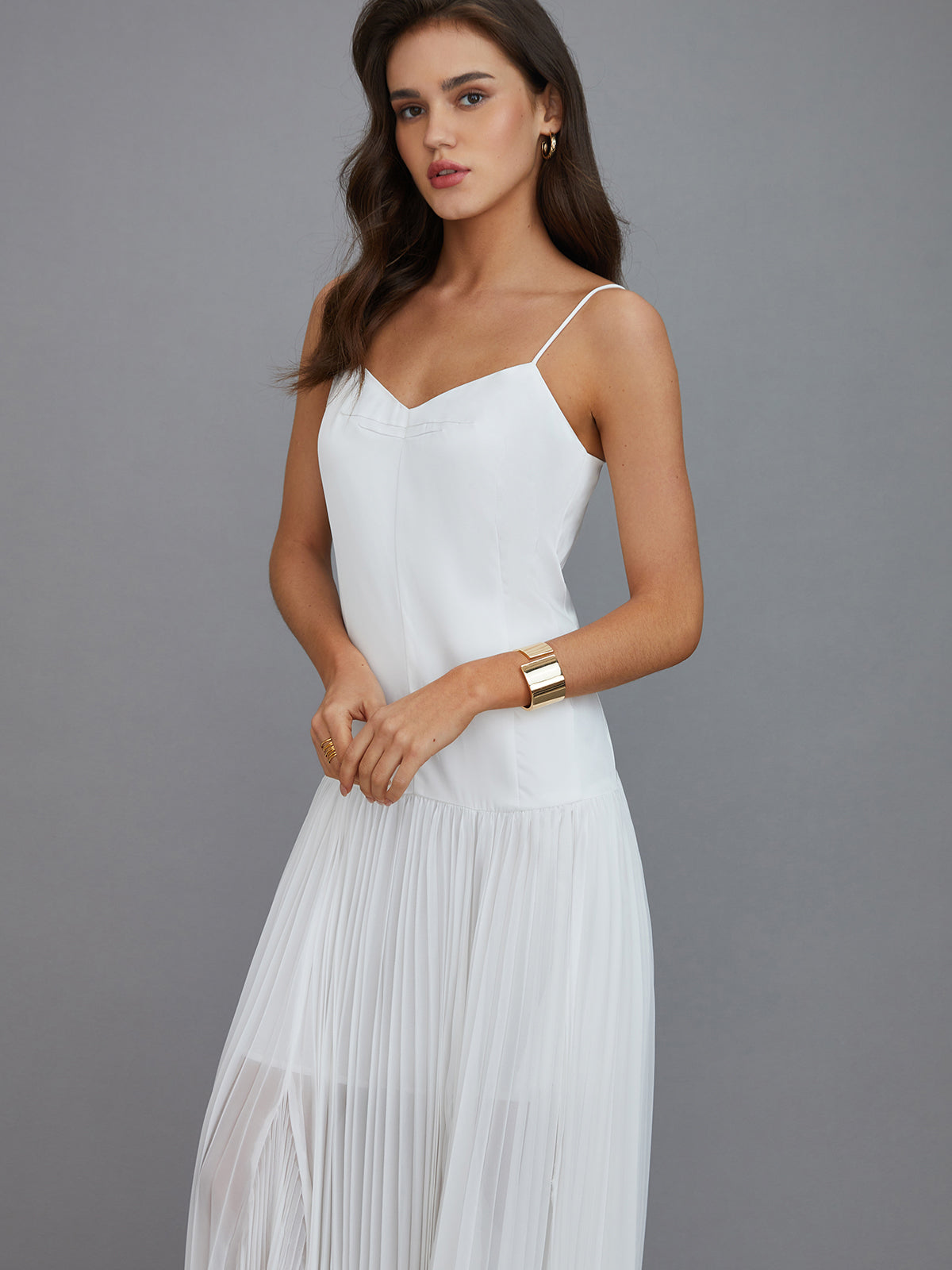 Carla's Choice Pleated High-Low Maxi Dress