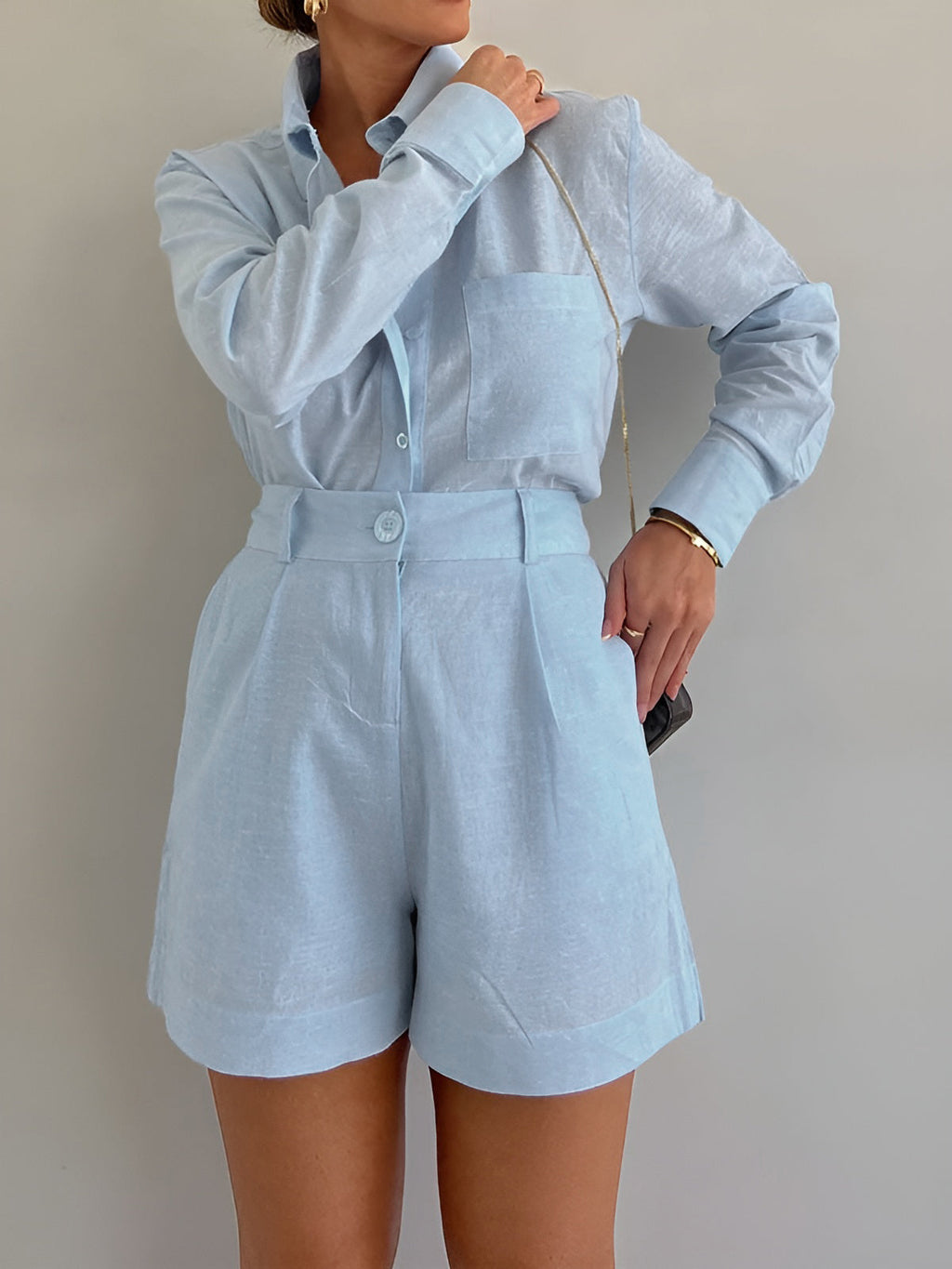 Breathe Easy Long Sleeve Loose Shorts Set