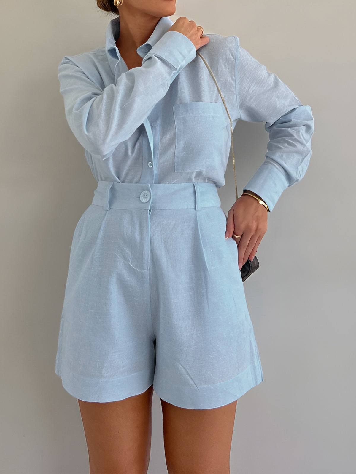 Breathe Easy Long Sleeve Loose Shorts Set