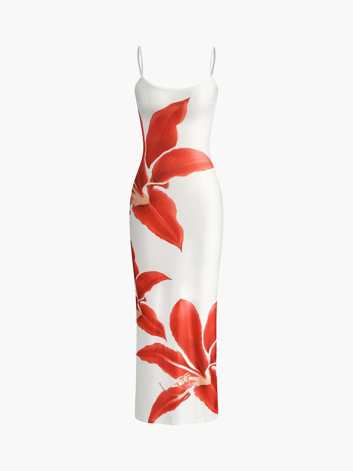 Petal Split Floral Sleeveless Long Dress