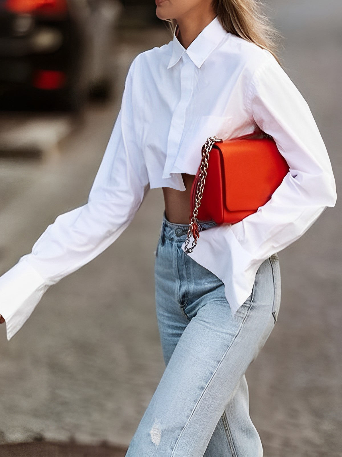 Breezy Crop Asymmetrical Shirt