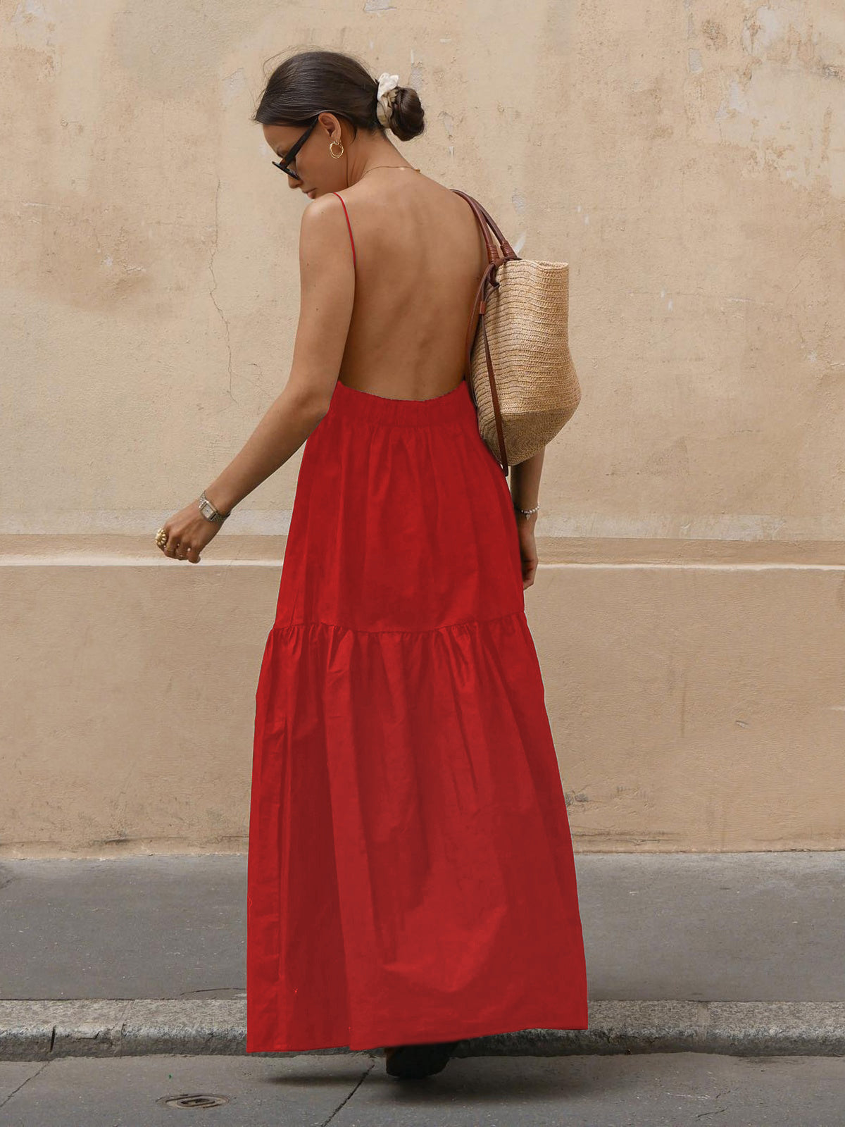 Bare Beauty Solid Backless Long Dress