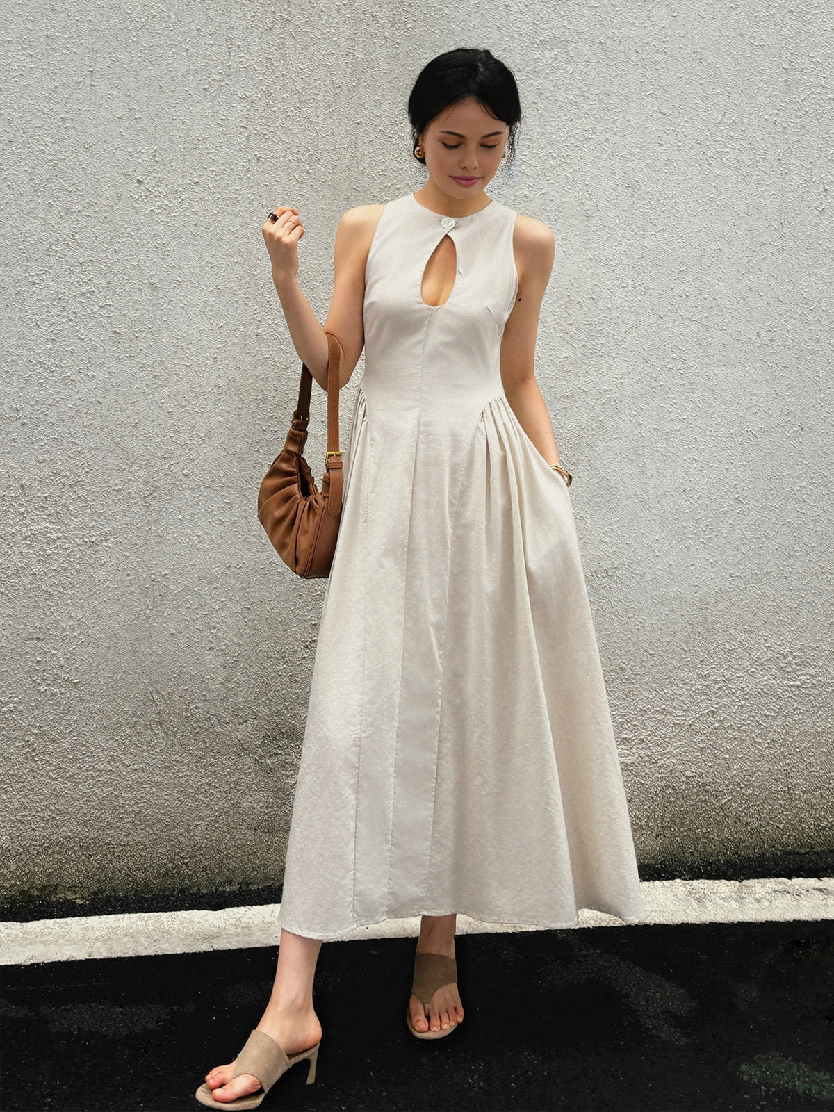 Breathe Easy Pleated Long Dress
