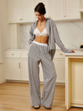 Sharp Lines Suite Contrast Binding Wide-Leg Pants