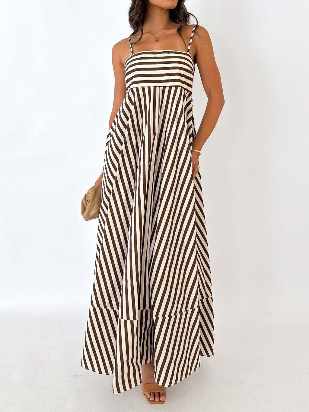 True Story Pleated Cami Long Dress