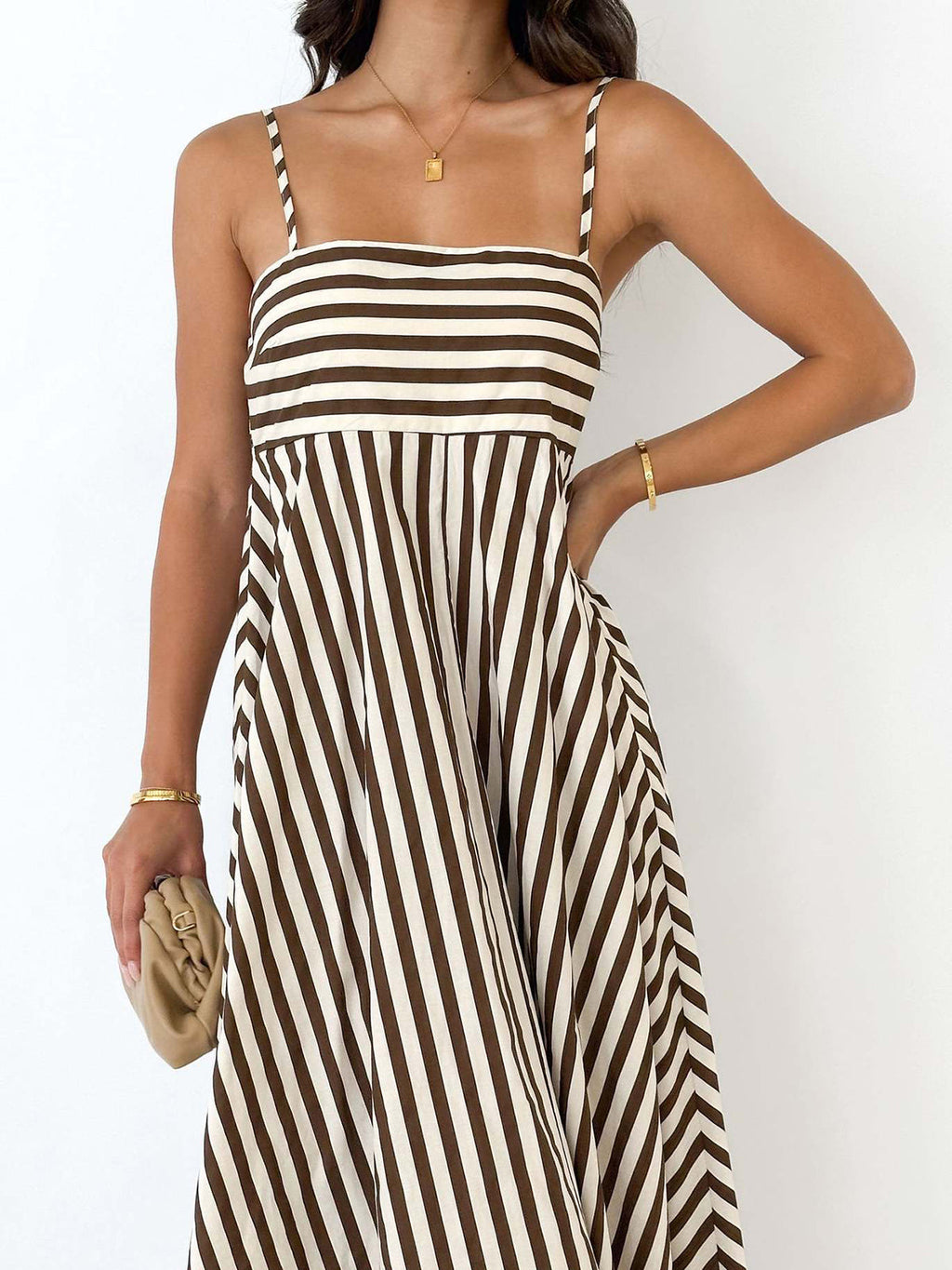 True Story Pleated Cami Long Dress