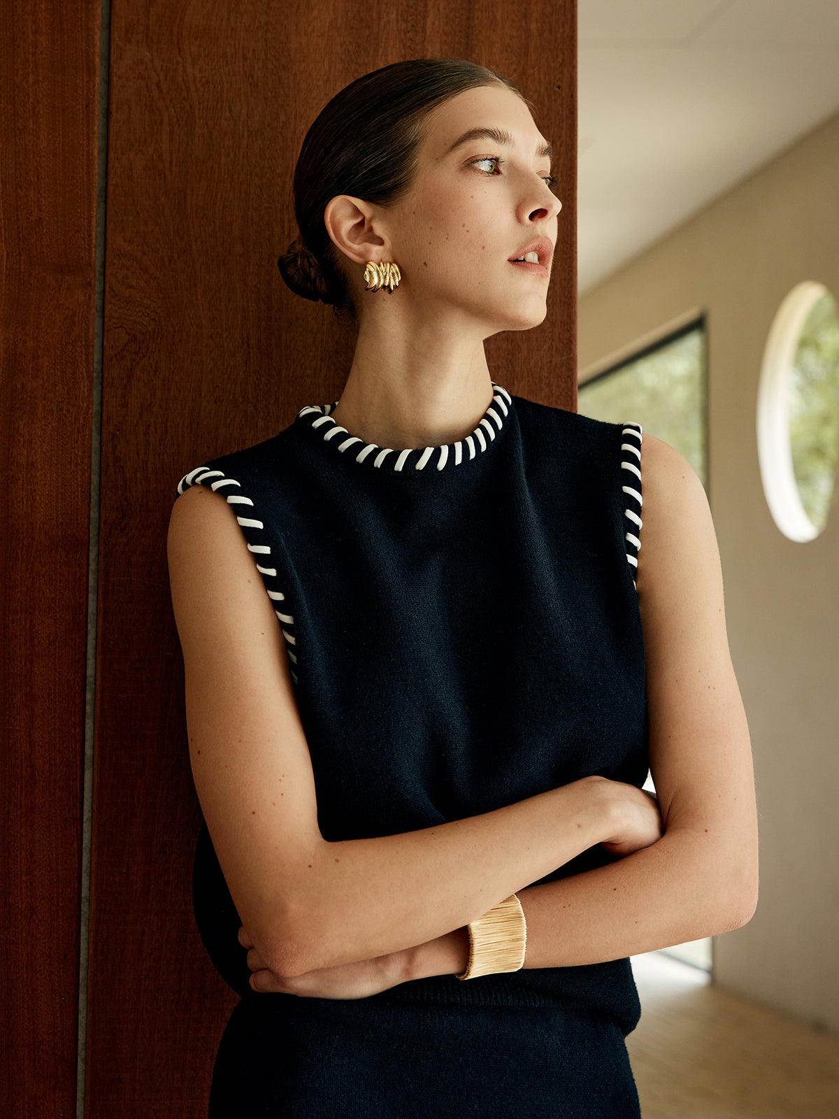 Claire Contrast Sleeveless Skirt Set