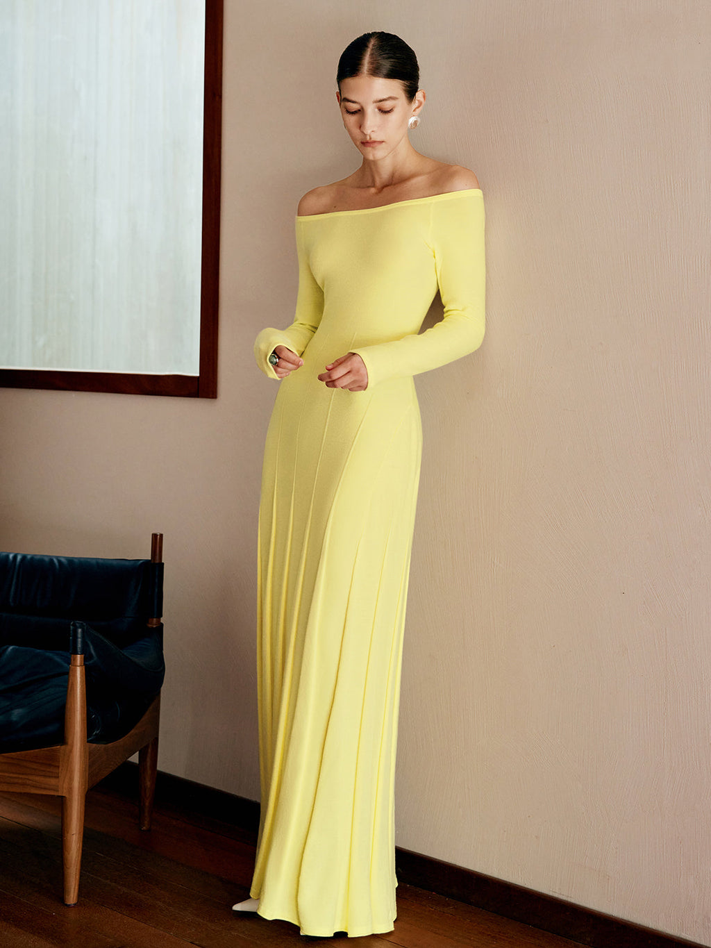Soft Landing Off-Shoulder Pleated Sweater Dress