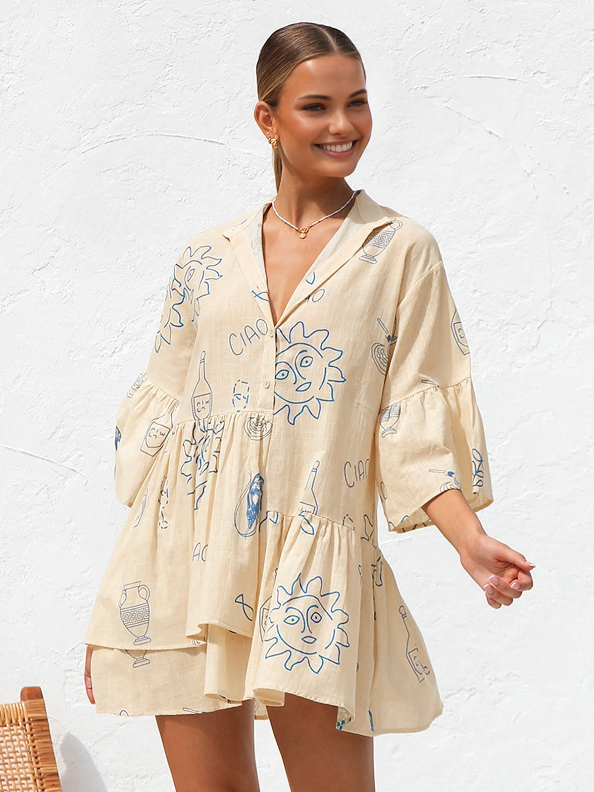 Sun Daze Oversized Sun Print Short Dress