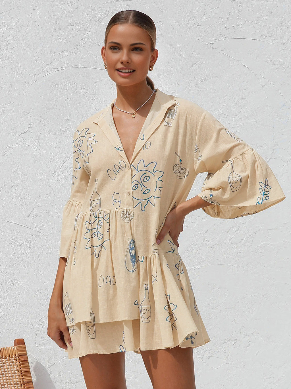 Sun Daze Oversized Sun Print Short Dress