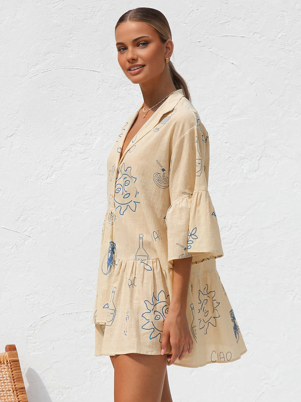 Sun Daze Oversized Sun Print Short Dress