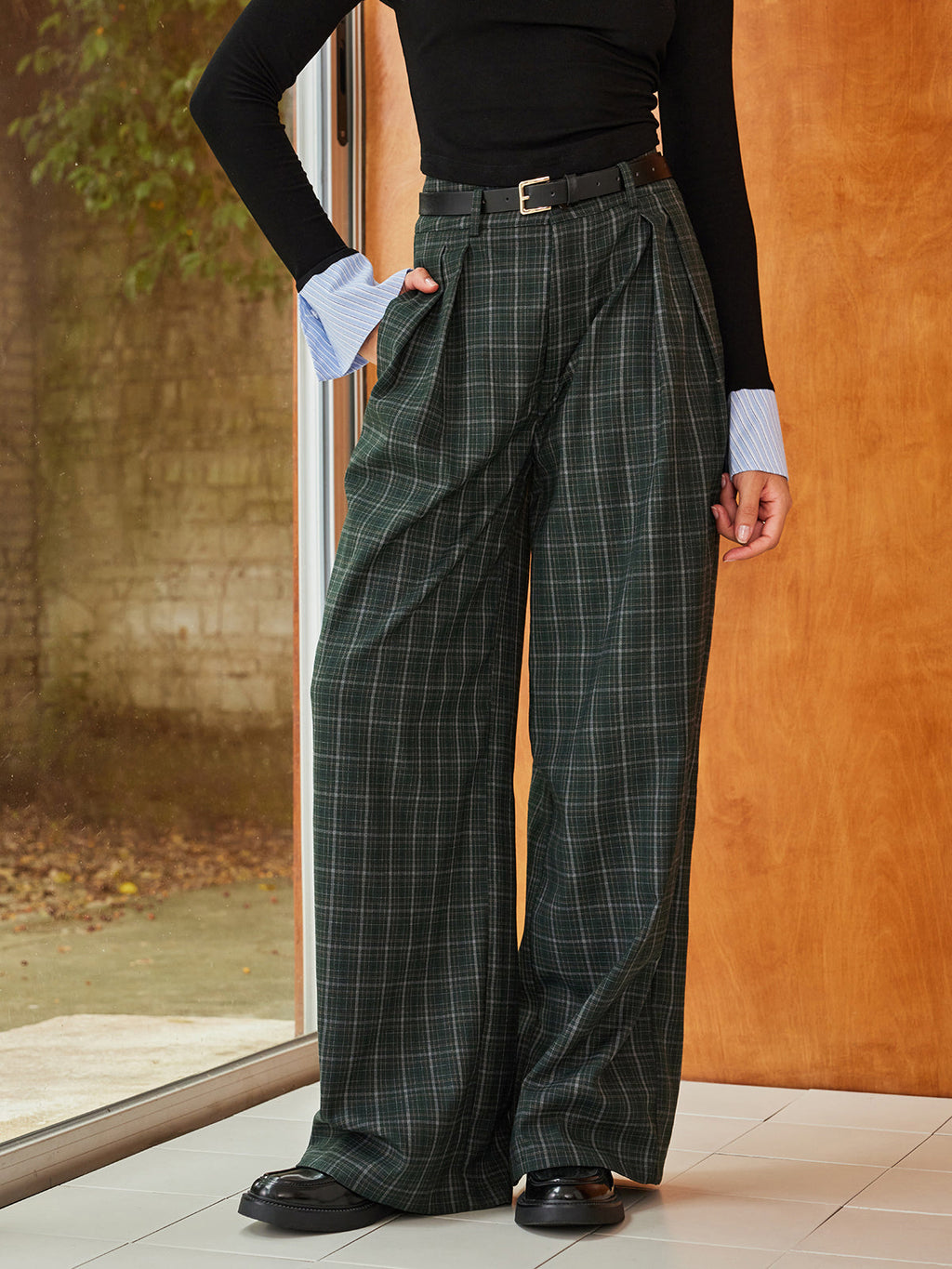 Vintage Dreams Plaid Belted Pants